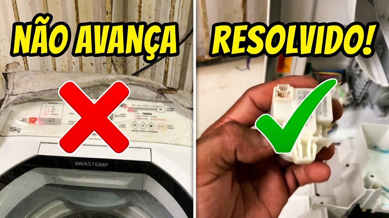 Máquina Brastemp 15kg não avança as etapas de lavagem veja o defeito e como resolver 🪛