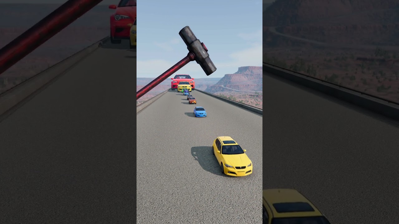 Colorful Small to Giant Cars vs Hammer | BeamNG.drive!
