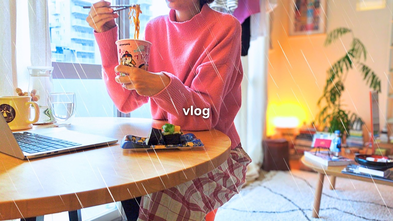 🌧️ rainy days spent with spicy cup noodles and painting | homebody vlog