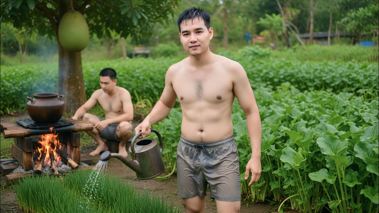 Thu Hoạch Rau Nhà Trồng Nấu Hủ Tiếu Hải Sản Đậm Chất Quê | Nguyễn Huy & Nguyễn Điền