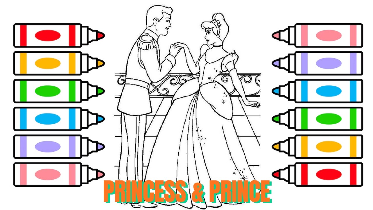 Let’s Color Princess Cinderella and Prince Charming 🏰👑 Disney Art🎨
