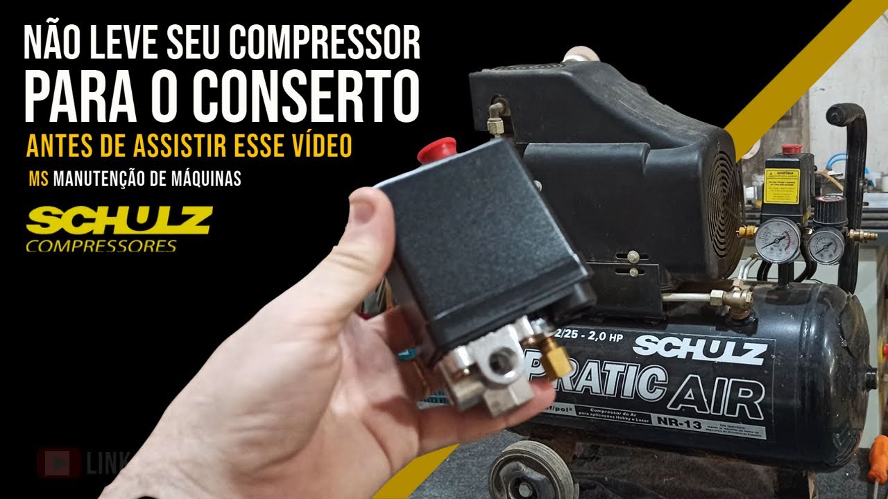 Consertanto Compressor Schulz 8,2/25l - Trocando o pressostato dos compressores 25l - MS Manutenção