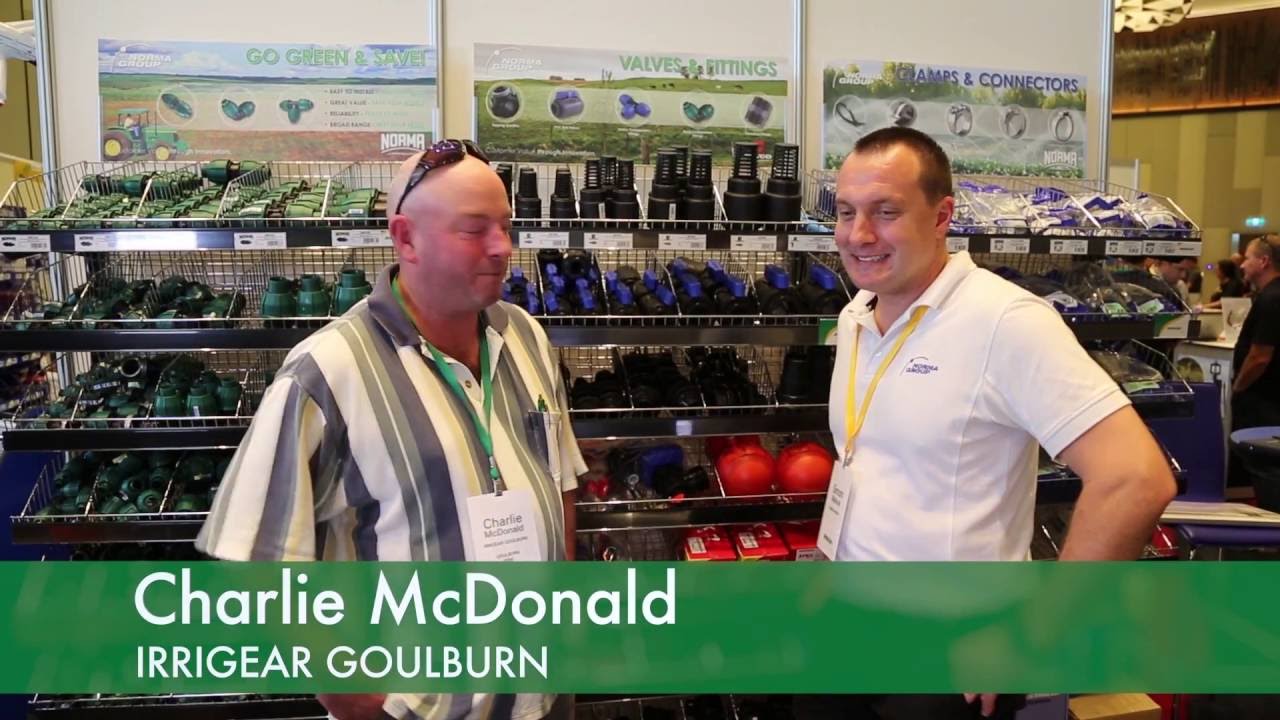 Simon Mallouk, Norma Group, with Irrigear Goulburn's Charlie McDonald