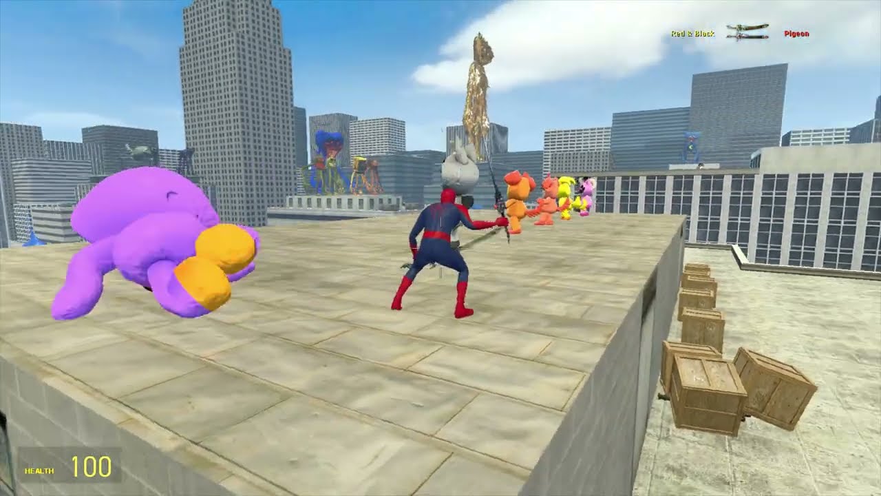 I BECAME HUGGY WUGGY MULTI-HEADED MONSTER GOLDEN FROM POPPY PLAYTIME 2,3 HUNT FOR HUMANS IN CITY