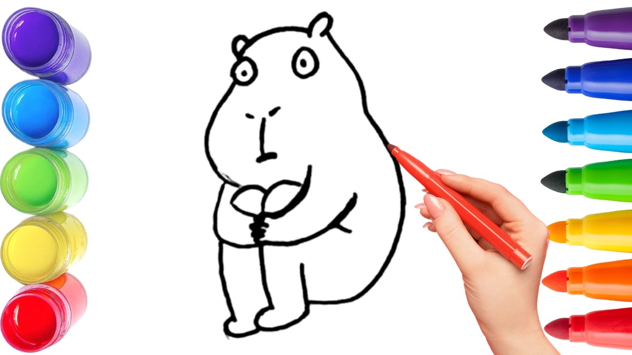How To Draw cute  capybara Drawing, Painting & Coloring For Kids and Toddlers_ Child Art 🐋🌈🎨
