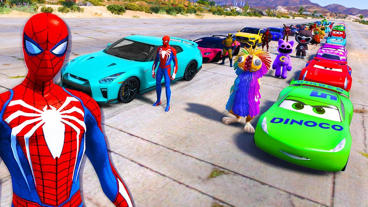 GTA V MODS: Who’s Faster in the Epic New Stunt Race? SPIDER-MAN or POPPY PLAYTIME 4?