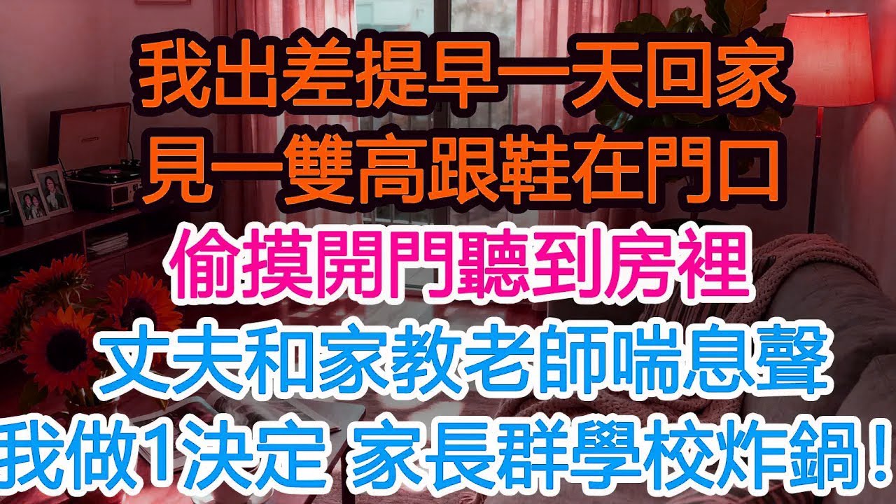 我出差提早一天回家，看見一雙高跟鞋在門口，我疑惑 偷摸開門後，聽到房裡丈夫和家教老師喘息聲！我果斷做出1決定 家長群和學校炸鍋！#為人處世 #正能量 #故事分享 #生活經驗 #情感