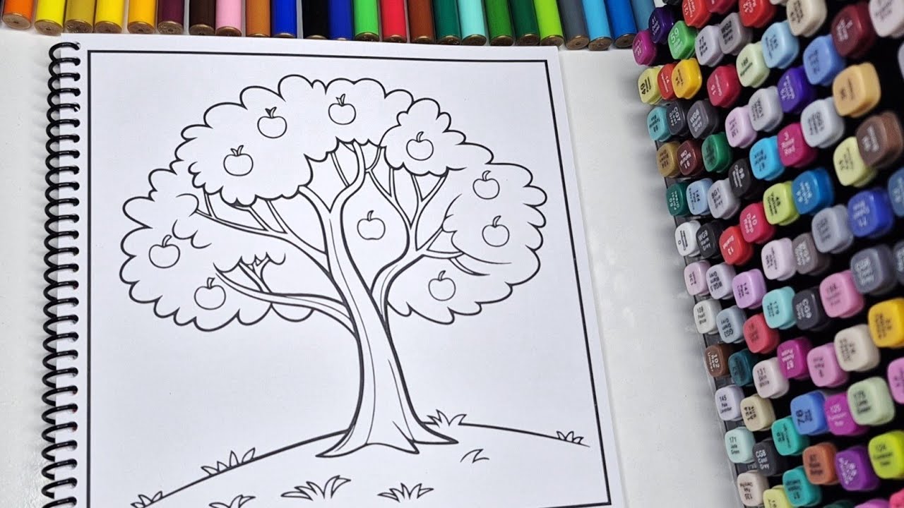 ASMR Color with Me | Cozy Cute Apple Tree Coloring Book | Relaxing Nature Vibes