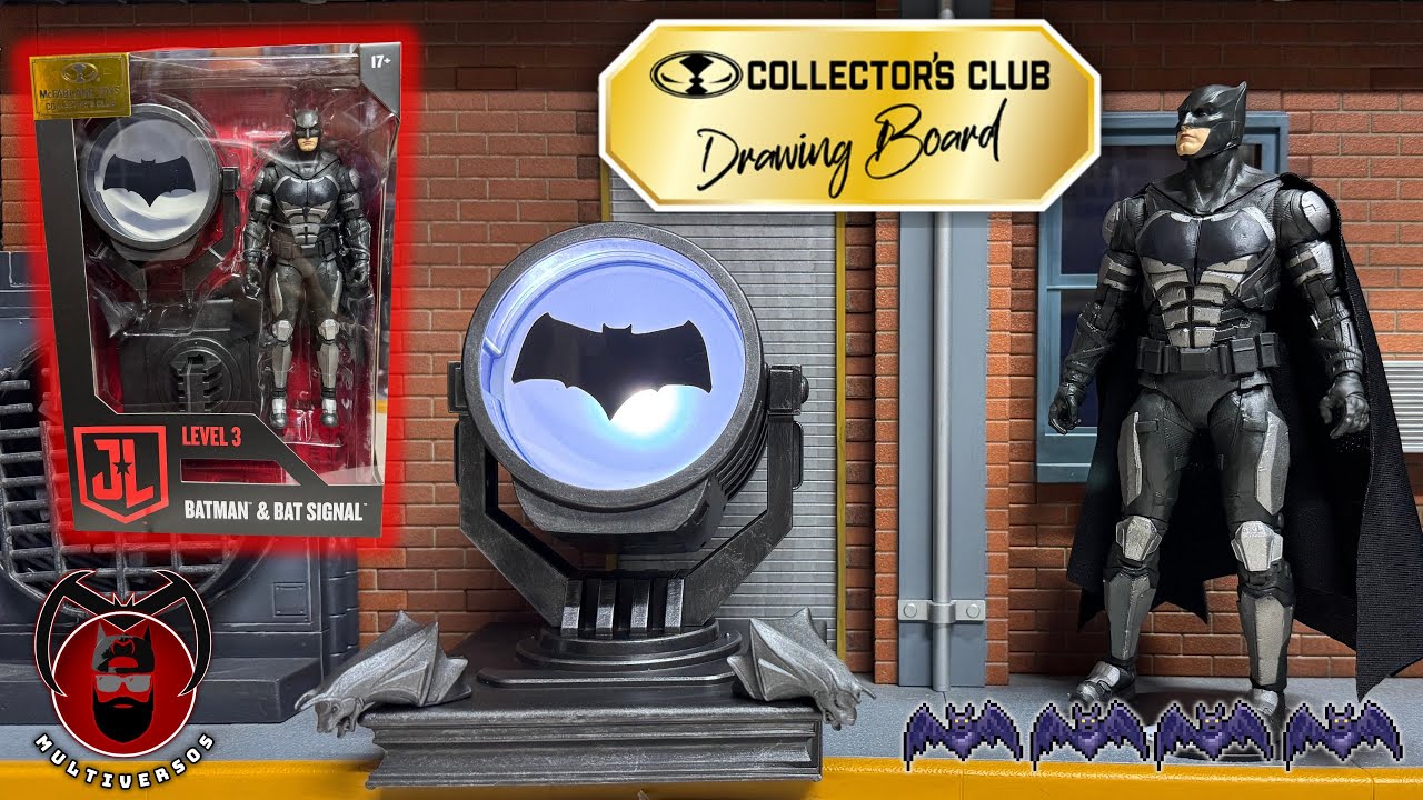 Unboxing y revisión Batman & Bat Signal JL Level 3 McFarlane Toys Collector’s Club Drawing Board