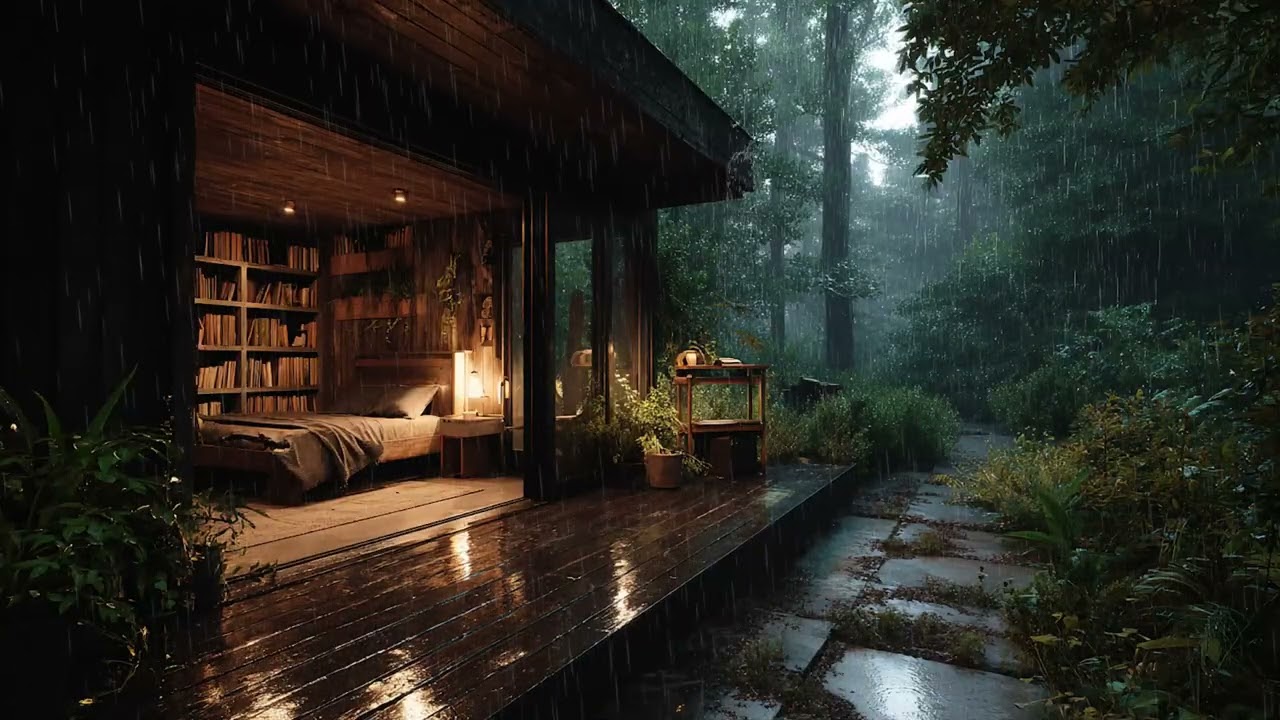 Every raindrop tells a quiet story. 📖 Rainy Day at a Quiet Forest Cabin 🌲 Soft Rain ASMR | Relaxing