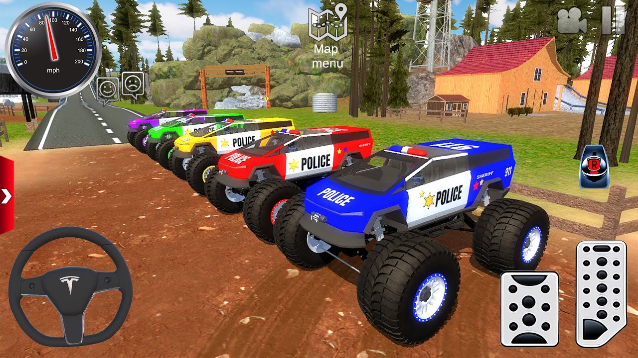 Juegos De Carros - Police Monster Truck Impossible Driver #2 - US Car Stunts Racing Android Gameplay