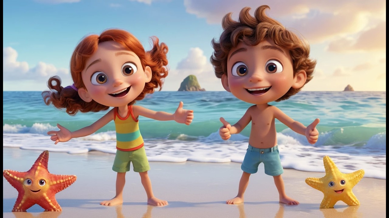 Fünf kleine Seesterne bewegen sich im Meer | Kinderlieder & Meeresabenteuer