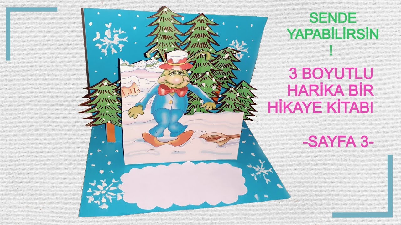 3 BOYUTLU HİKAYE KİTABI YAPIMI-3.SAYFA-EASY 3D POP UP CARD TUTORİALS-DIY