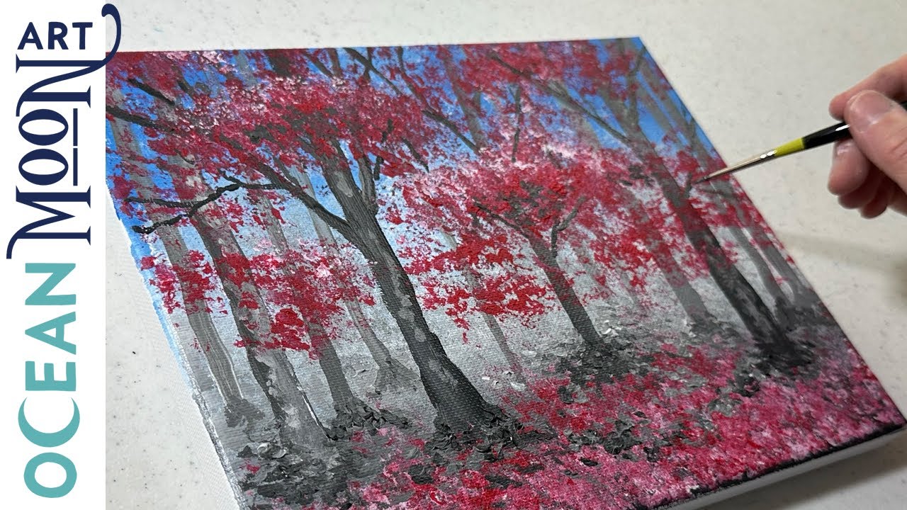 Painting an Easy Autumn Forest | Speed Painting │ Beginner Acrylic Painting Step by Step