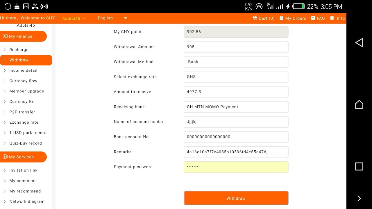 How To Withdraw Money From Your Account (CHY)/ How To Make Withdrawals From Your CHY Mall Platform