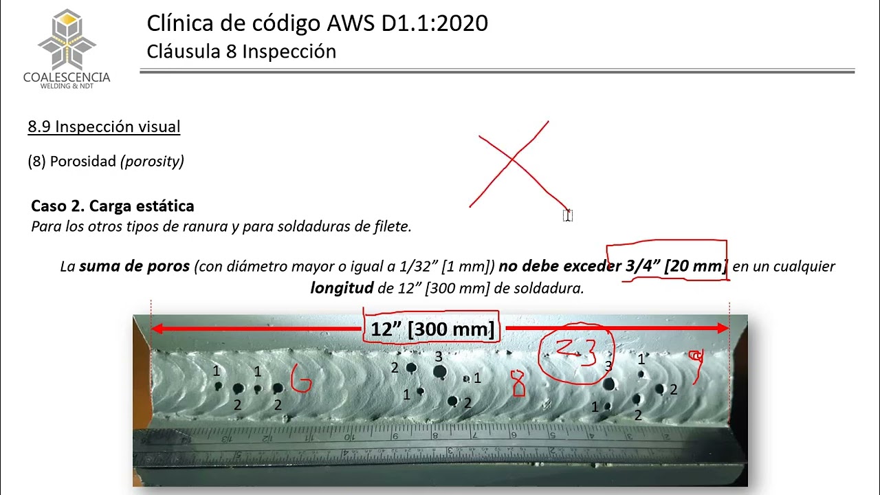 &iquest;C&oacute;mo evaluar la porosidad conforme con el c&oacute;digo AWS D1.1?