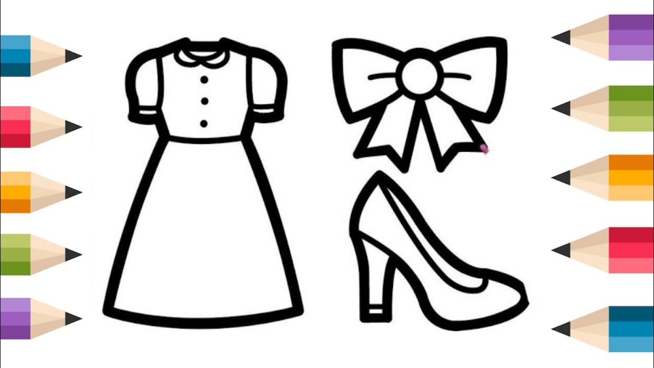 Beautiful Dress  Drawing, Painting & Coloring For Kids and Toddlers_ Child Art 😆😆 🎨🎨