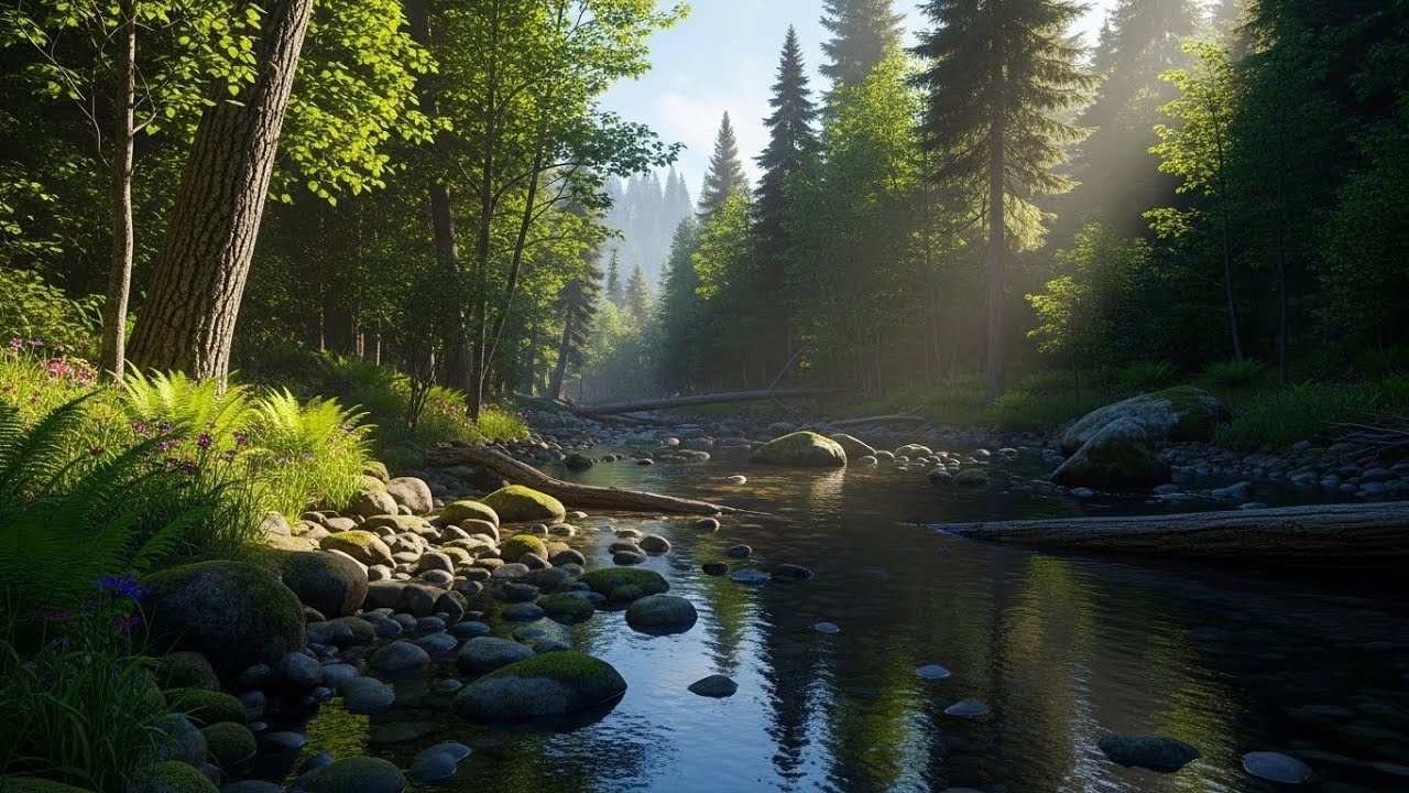 Forest Stream River 🌲🌊 Gentle Flowing Water for Sleep and Meditation #2138