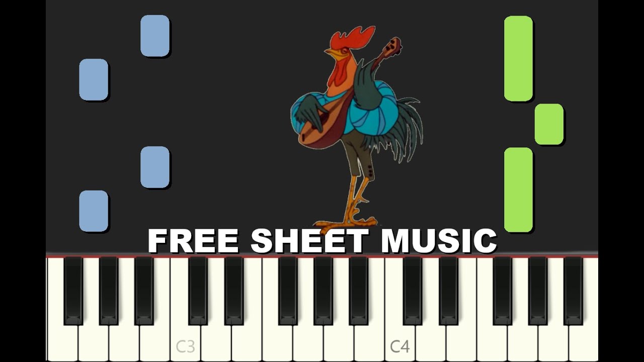 WHISTLE STOP from ROBIN HOOD, Disney, 1973, Piano Tutorial with free Sheet Music (pdf)