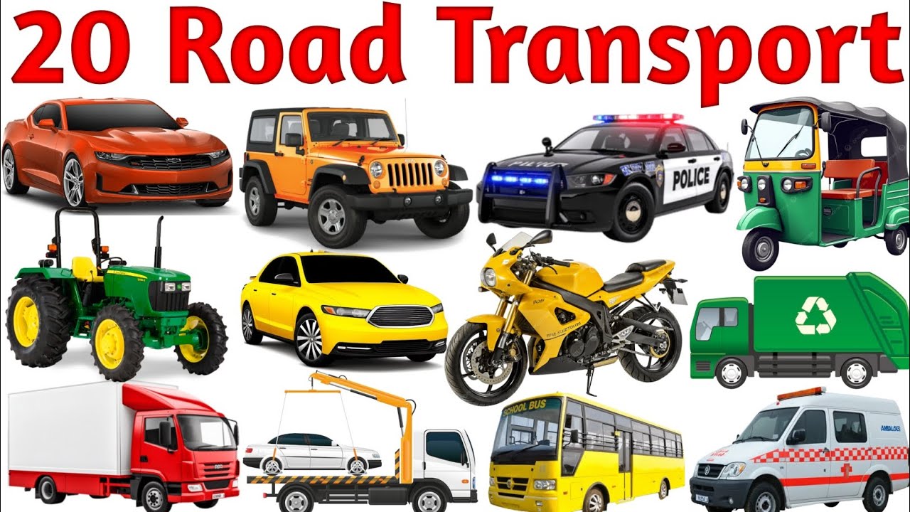 20 Road Transport Names | Land Transport Name | Transport Name | Name of Transport |Learn with Fun |