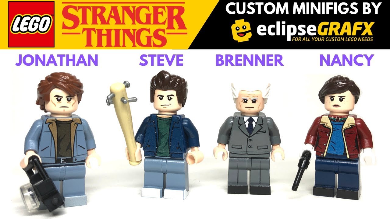 LEGO STRANGER THINGS Custom STEVE, JONATHAN, NANCY, and BRENNER Minifigs by EclipseGraFX