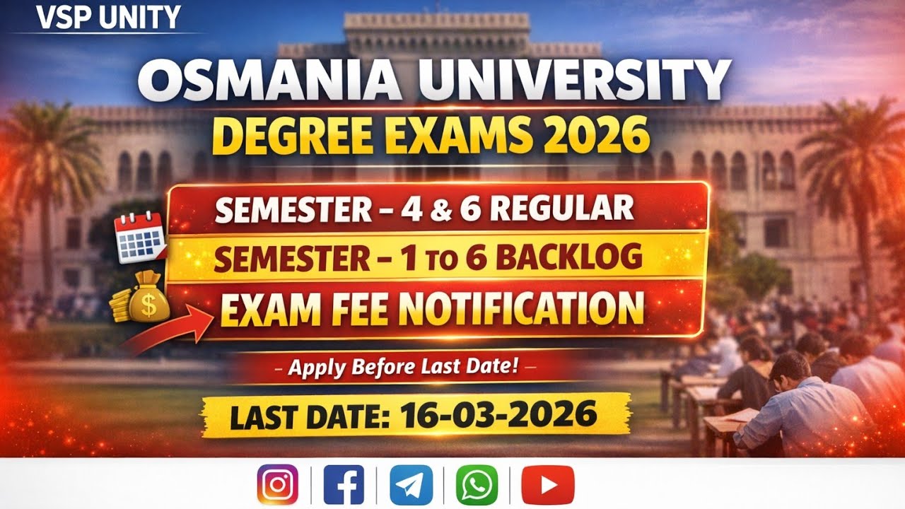 OU Degree Exams 2026 Fee Notification 🔥 Sem 4,6 & All Backlogs | Last Date 16 March 2026