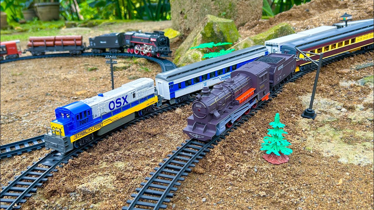 ASMR 2 Classic Trains: Thick Smoke Steam Locomotive & FENFA OSX Diesel Railcar - DS World Miniature