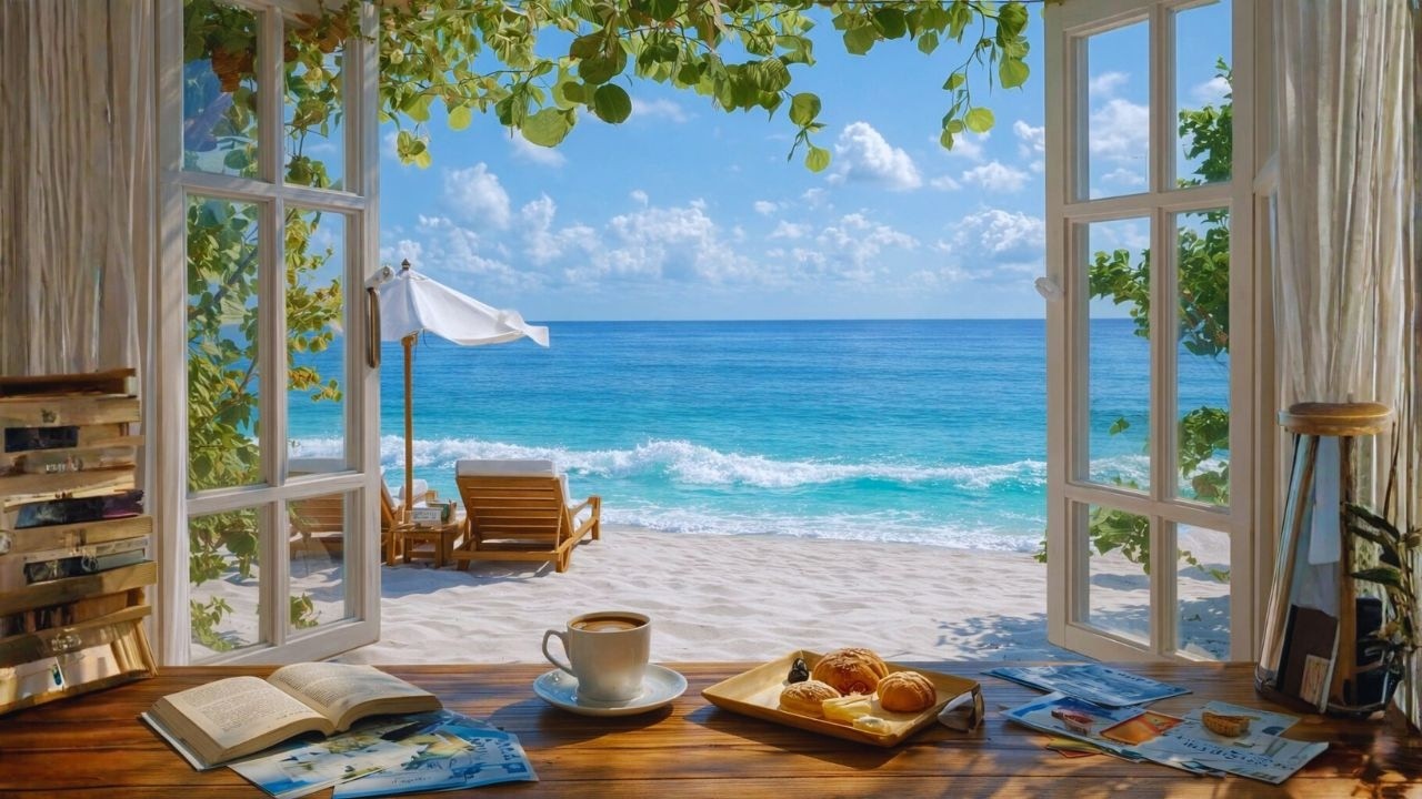 Soft Guitar Music & Calm Ocean Waves 🍃 Peaceful Seaside Sounds to Mend Your Soul