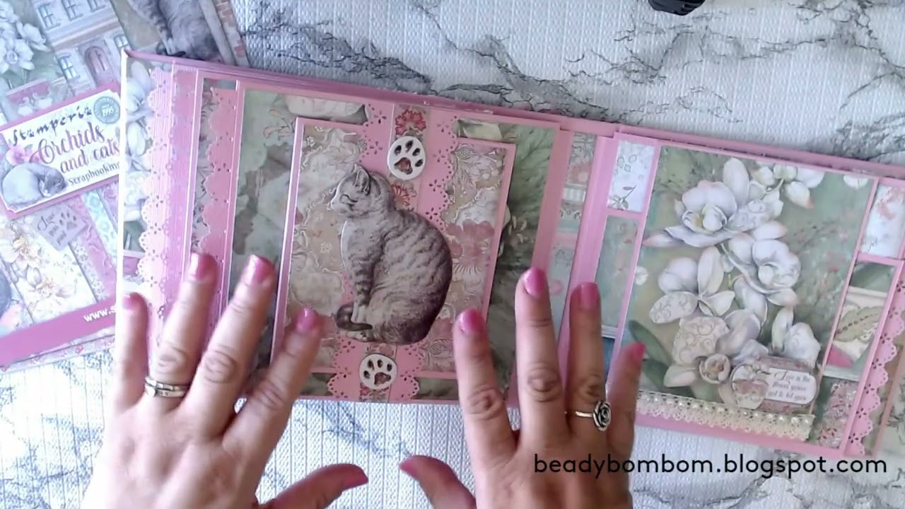 Stamperia Orchids and Cats Mini Album Pocket Letter and Chunky Charm for Stacy