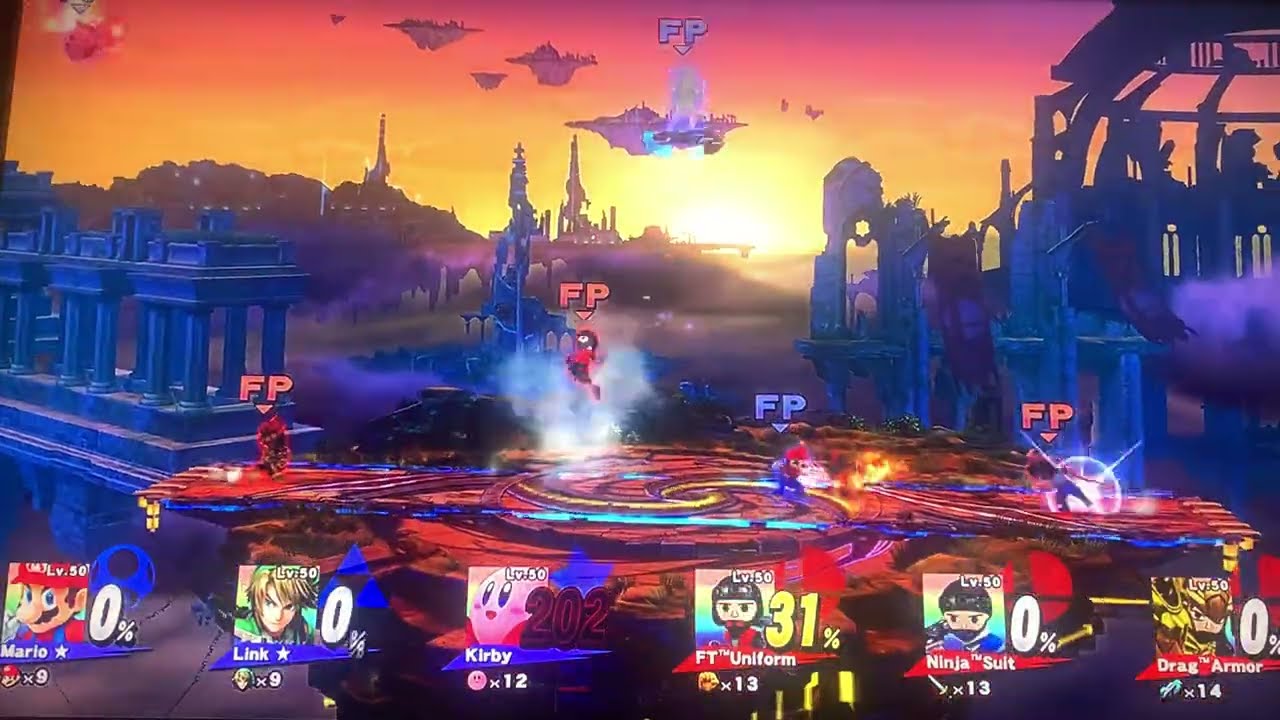 Super Smash Bros Wii U, Mario ⭐️, Link ⭐️, Kirby ⭐️ VS FT Uniform, Ninja Suit, Drag Armor