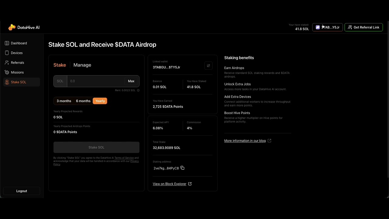 Datahive - Legit Crypto Project? We take a look at it and staking some SOL.