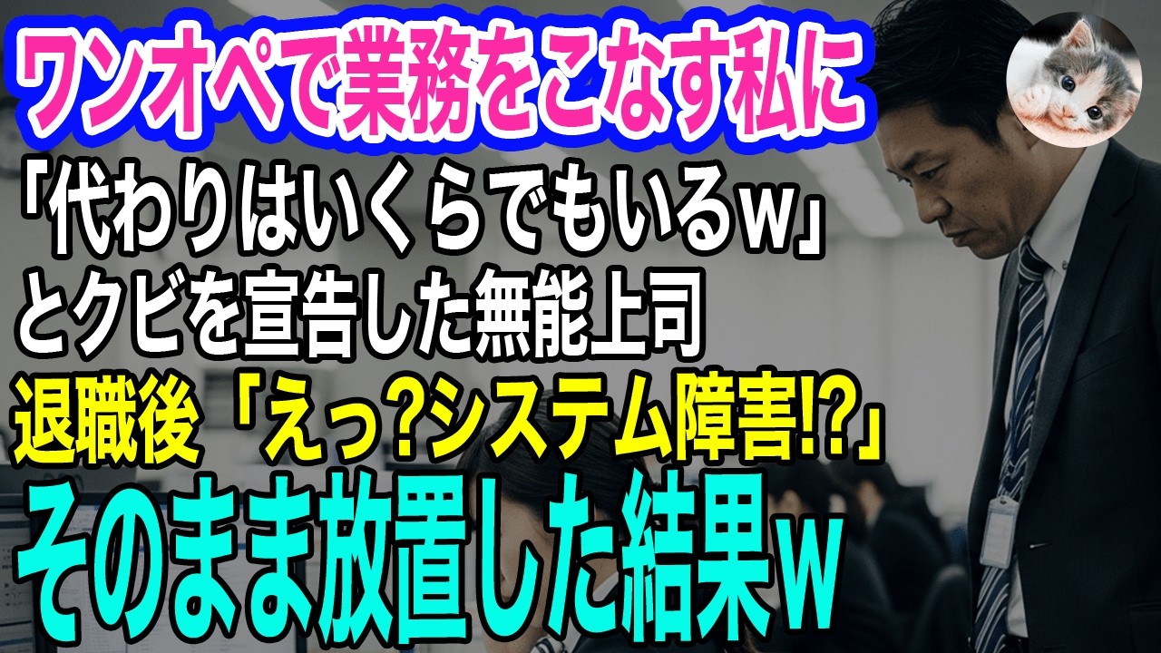 銀行内のシステムを全てワンオペでこなす私を見下す上司「お前の代わりはいくらでもいるw」→退職直後、無能上司「えっ？システム障害？」そのまま放置した結果ｗ【スカッとする話・年金シニア生活】