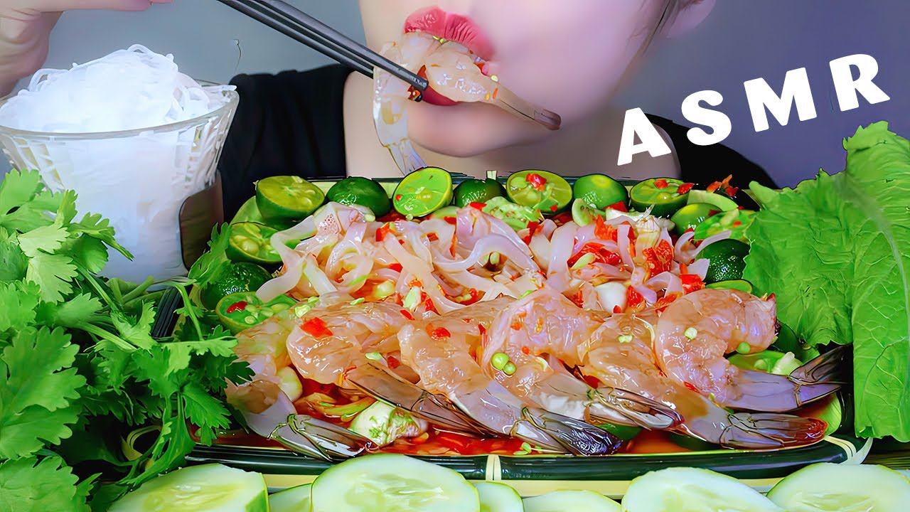 ASMR MỰC TÔM MẮM NHỈ - Raw  squid and shrimps in fish sauce  EATING SOUNDS | LINH-ASMR