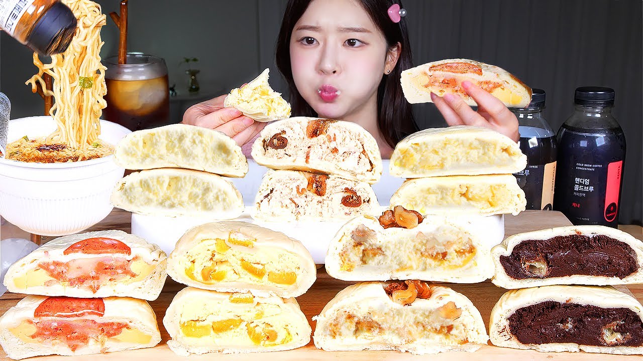 ASMR MUKBANG | Моти Булочка?! Потрясающе жевательный ★ Булочка со сливочным сыром 🤍 6 вкусов! Десерт