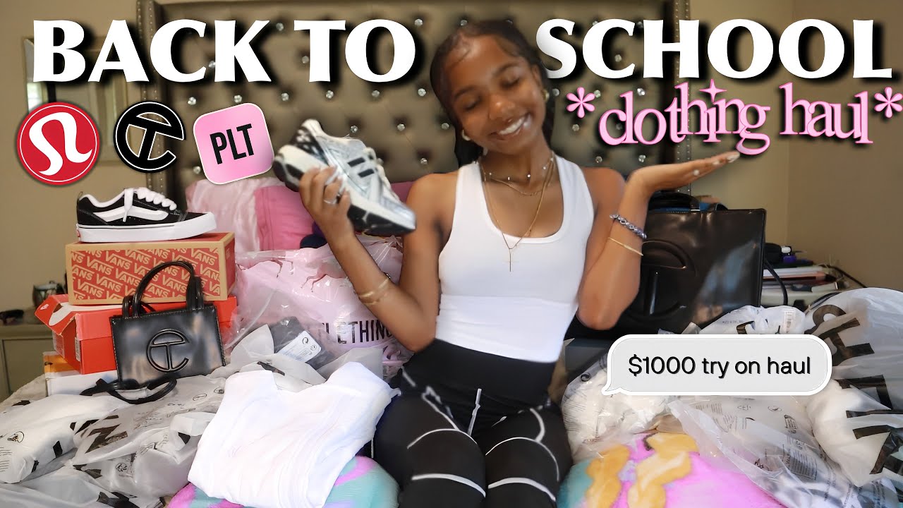$1000+ BACK TO SCHOOL CLOTHING HAUL *Try On* | SHEIN, PLT, Lululemon, Telfar, & more