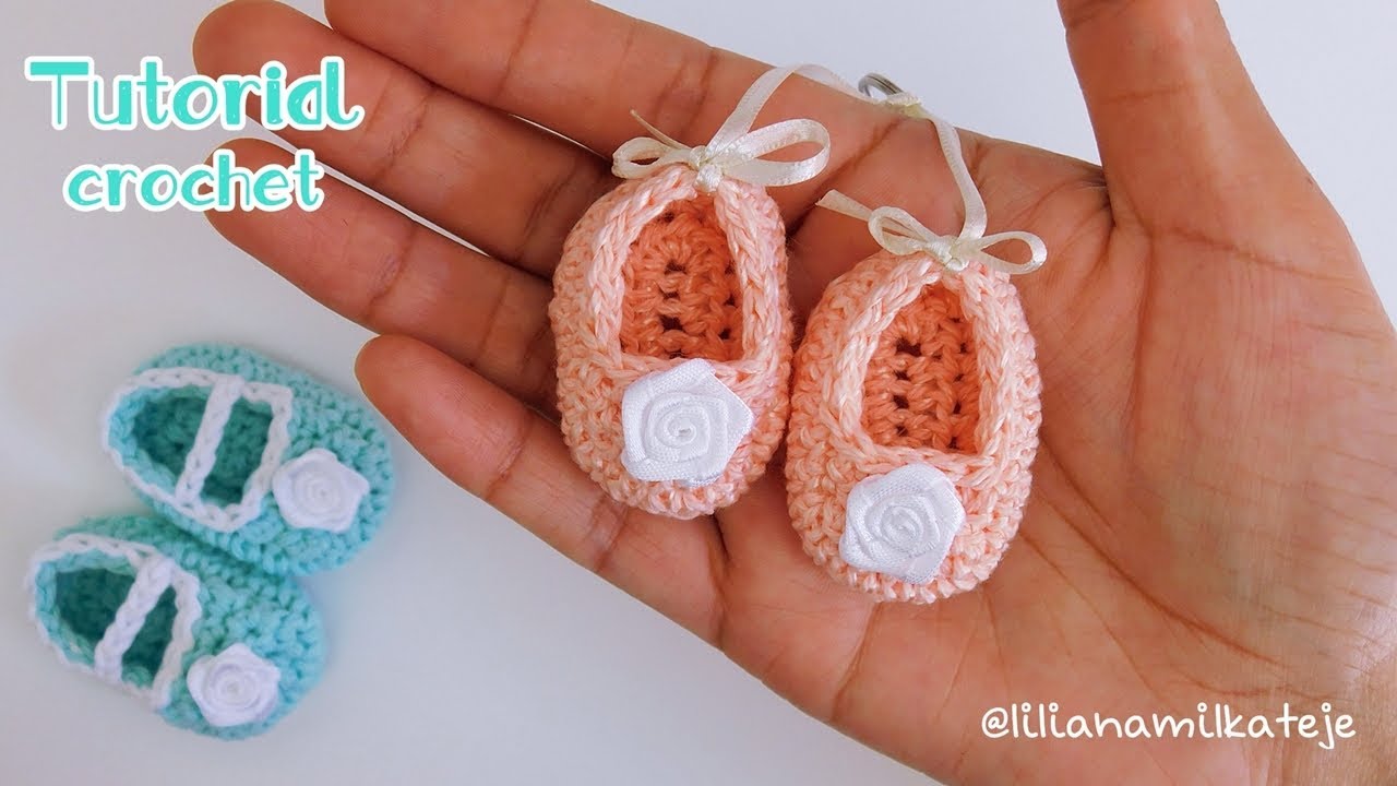 Como tejer a crochet ganchillo souvenirs para Baby shower, mini escarpines, zapatitos