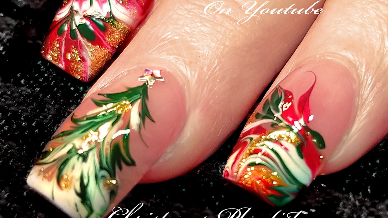 No Water Needed | 3 Different Christmas Drag Marble Nail Art Designs!