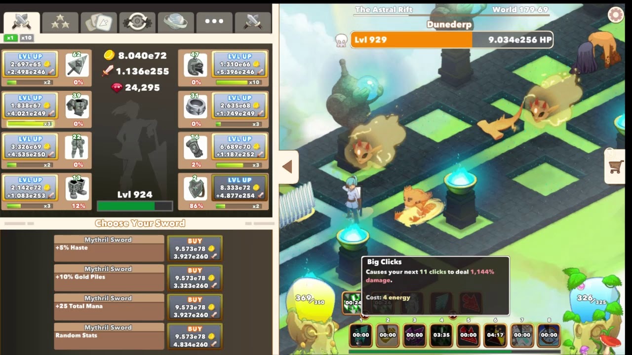 Clicker Heroes 2 World 180 gild. Sleeper cells + Golden clicks. Op?