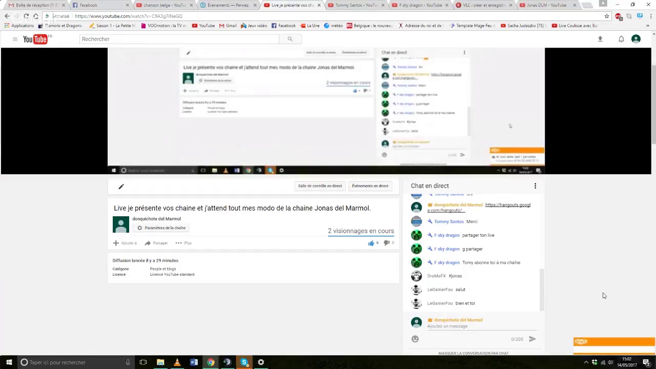Live je pr&eacute;sente vos chaine et j'attend tout mes modo de la chaine Jonas del Marmol.