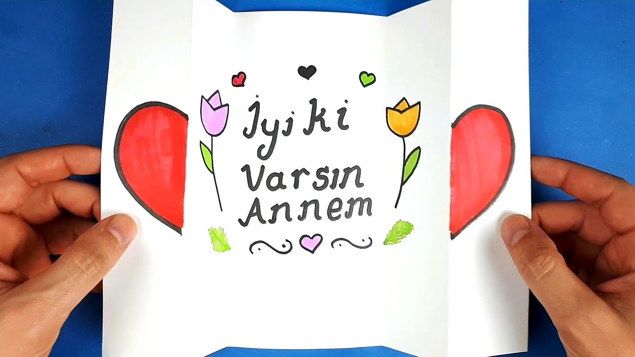 Anneler Günü Sürpriz Kartı Yapımı - Çok Kolay - Anneler Günü Resmi Çizimi