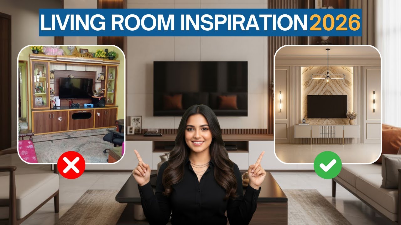 100 идей для современной гостиной к 2026 году | Тренды интерьера и идеи для тумбочек под телевизор
