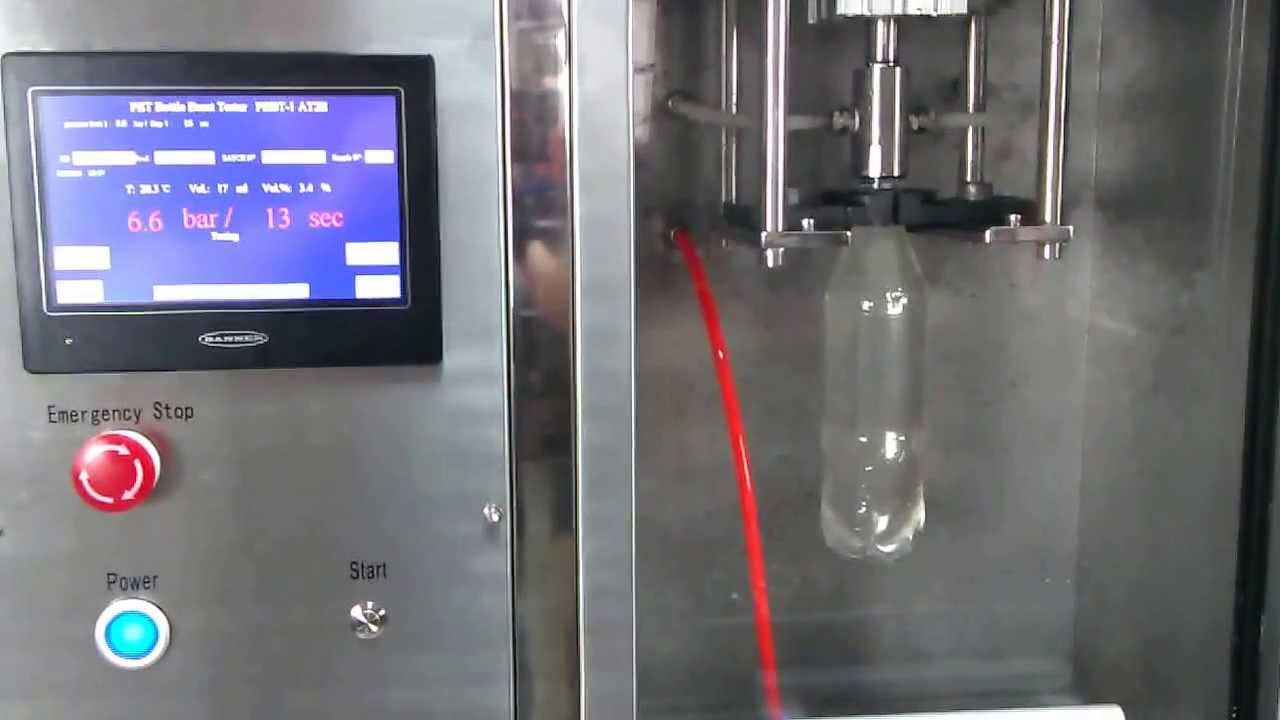 PBBT 1 Burst test - Prueba de llenado - Deformación y Explosion de Botellas de plastico PET