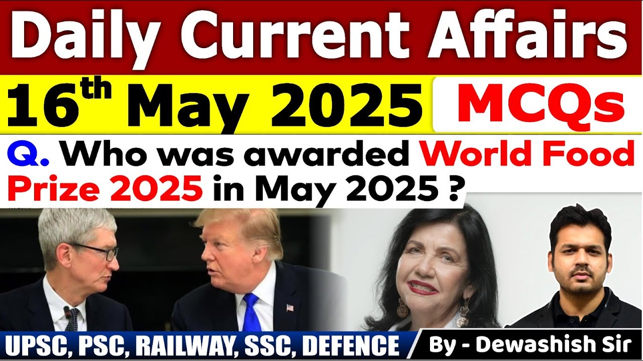16th May 2025 | May Daily Current Affairs 2025 | Current Affairs 2025 | Dewashish Sir #mcq #current