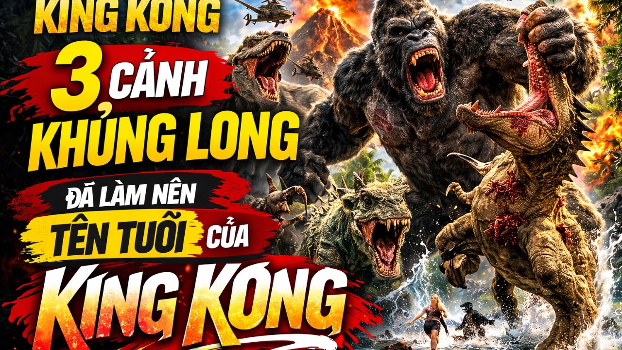 KingKong🦍🦁🐶3 Cảnh Khủng Long Huyền Thoại Khiến King Kong Nổi Tiếng Toàn Thế Giới