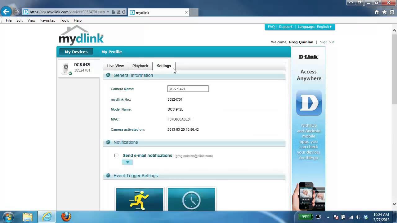 How to remove a camera from your mydlink account