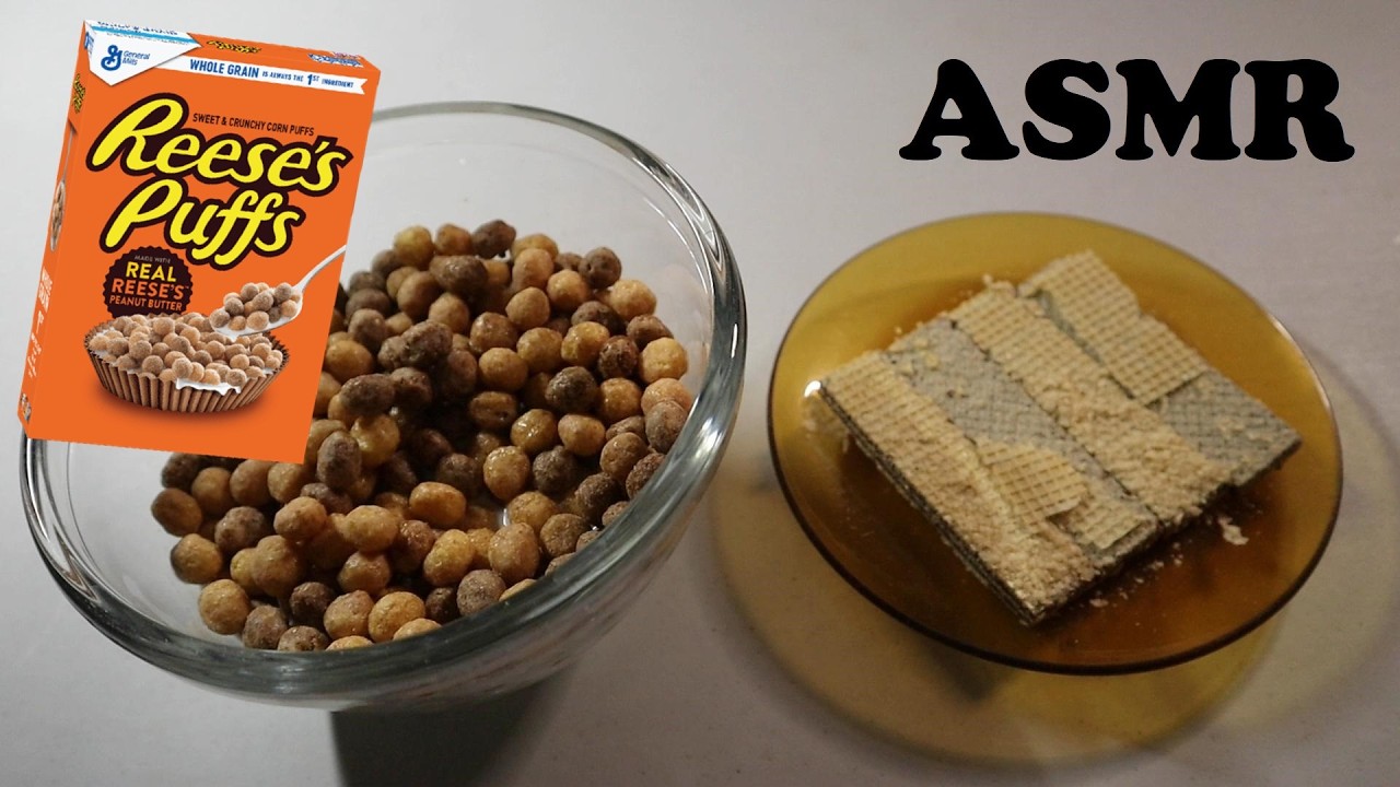 REESE'S PUFFS & CHOCOLATE CREME-FILLED WAFERS ASMR MUKBANG