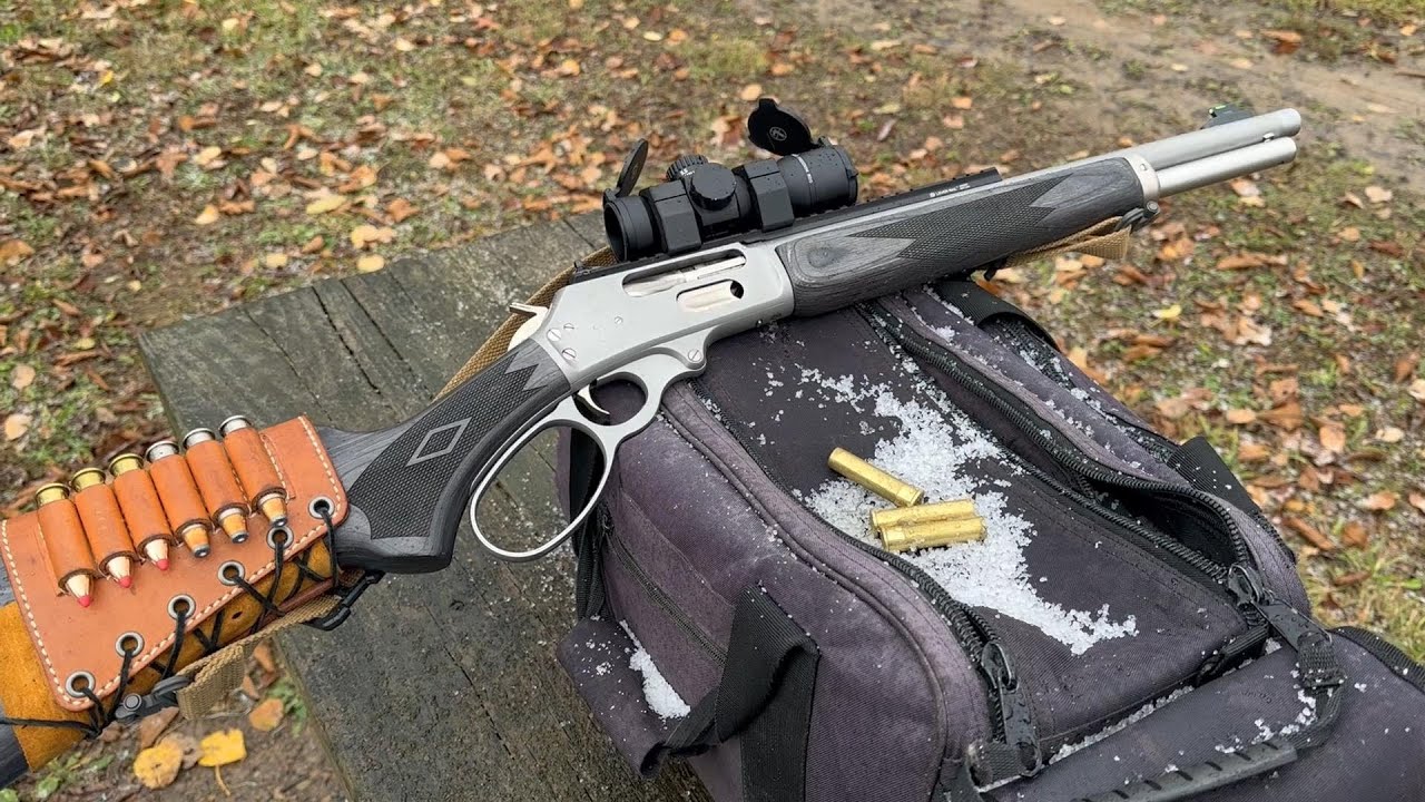 Винтовка Marlin 1895 Trapper 45/70, проверка пристрелки перед началом сезона охоты на оленей в сн...