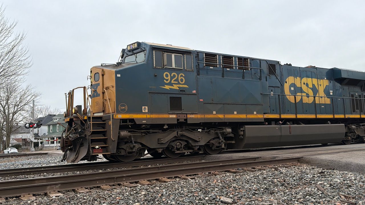 02/21/26 CSX Intermodal Train at S Main St in Fostoria, OH