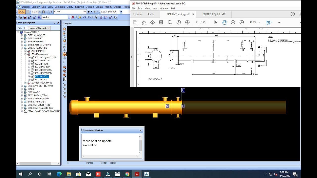 PDMS Tutorial-Heat Exchanger complete Design with equipment MDS and P&ID In AVEVA PDMS For Beginners