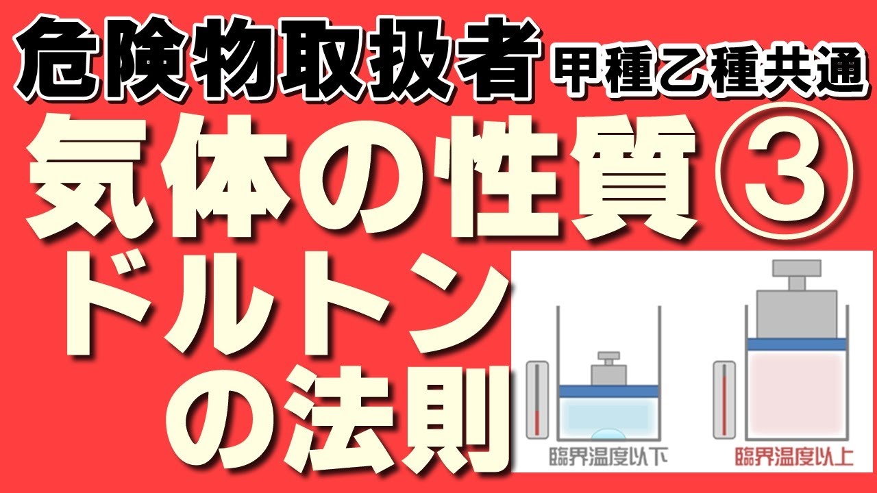 物理・化学⑥；ドルトンの法則とは？ 臨界温度について【乙4勉強法】【例題あり・語呂合わせあり】【危険物取扱者試験乙4対策】